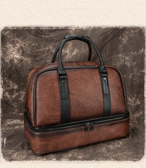 Casual Brown Leather Men Business Weekender Bags Handbag With Shoes Storage Travel Bags Overnight Bags For Men - iwalletsmen