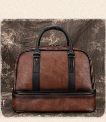 Casual Brown Leather Men Business Weekender Bags Handbag With Shoes Storage Travel Bags Overnight Bags For Men - iwalletsmen