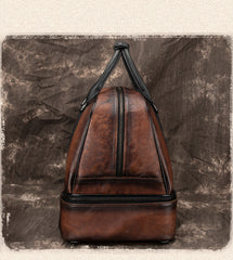 Casual Brown Leather Men Business Weekender Bags Handbag With Shoes Storage Travel Bags Overnight Bags For Men - iwalletsmen