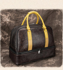 Casual Brown Leather Men Business Weekender Bags Handbag With Shoes Storage Travel Bags Overnight Bags For Men - iwalletsmen