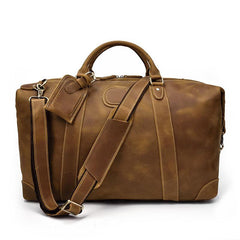 Casual Brown Leather Men Handbag Overnight Bags Travel Bags Weekender Bags For Men - iwalletsmen