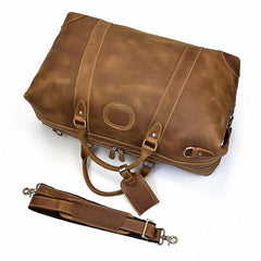 Casual Brown Leather Men Handbag Overnight Bags Travel Bags Weekender Bags For Men - iwalletsmen