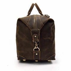 Casual Brown Leather Men Handbag Overnight Bags Travel Bags Weekender Bags For Men - iwalletsmen