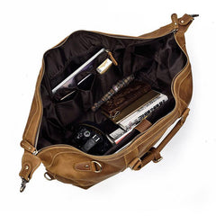 Casual Brown Leather Men Handbag Overnight Bags Travel Bags Weekender Bags For Men - iwalletsmen