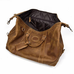 Casual Brown Leather Men Handbag Overnight Bags Travel Bags Weekender Bags For Men - iwalletsmen