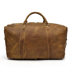 Casual Brown Leather Men Handbag Overnight Bags Travel Bags Weekender Bags For Men - iwalletsmen