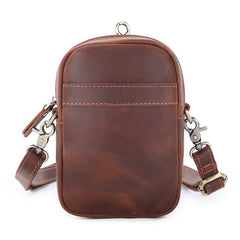 Casual Brown Leather Belt Pouch Mini Messenger Bag Men's Small Side Bag Phone Holster For Men - iwalletsmen