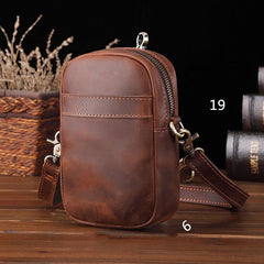 Casual Brown Leather Belt Pouch Mini Messenger Bag Men's Small Side Bag Phone Holster For Men - iwalletsmen