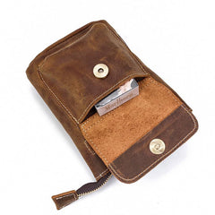 Casual Brown Leather Mini Messenger Bag Men's Belt Pouch Belt Bag Waist Pouch For Men - iwalletsmen