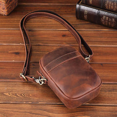 Casual Brown Leather Belt Pouch Mini Messenger Bag Men's Small Side Bag Phone Holster For Men - iwalletsmen