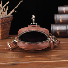 Casual Brown Leather Belt Pouch Mini Messenger Bag Men's Small Side Bag Phone Holster For Men - iwalletsmen