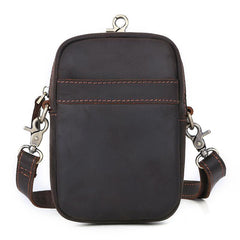 Casual Brown Leather Belt Pouch Mini Messenger Bag Men's Small Side Bag Phone Holster For Men - iwalletsmen