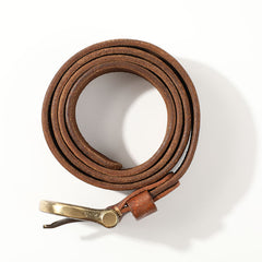 Casual Handmade Leather Vintage Simple Leather Belts Mens Khaki Belt Men Brown Leather Belt for Men - iwalletsmen