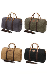 Casual Khaki Waxed Canvas Mens Weekender Bag Travel Canvas Duffle Bag for Men - iwalletsmen