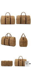 Casual Khaki Waxed Canvas Mens Weekender Bag Travel Canvas Duffle Bag for Men - iwalletsmen