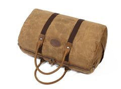 Casual Khaki Waxed Canvas Mens Weekender Bag Travel Canvas Duffle Bag for Men - iwalletsmen