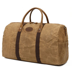 Casual Khaki Waxed Canvas Mens Weekender Bag Travel Canvas Duffle Bag for Men - iwalletsmen