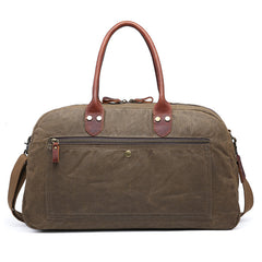Casual Khaki Waxed Canvas Mens Weekender Bag Travel Handbag Canvas Duffle Bag for Men - iwalletsmen