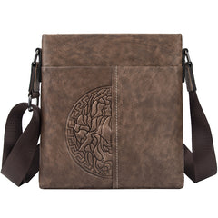 Casual Leather Brown Mens Vertical Side Bag Vertical Messenger Bag Shoulder Bags For Men - iwalletsmen