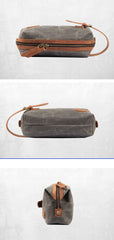 Waxed Canvas Leather Men's Clutch Purse Navy Blue Casual Clutch Bag Hand Bag For Men - iwalletsmen