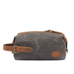 Waxed Canvas Leather Men's Clutch Purse Navy Blue Casual Clutch Bag Hand Bag For Men - iwalletsmen
