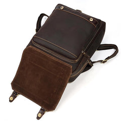 Casual Brown Mens Leather Large School Backpack Satchel Backpack Computer Backpack For Men - iwalletsmen