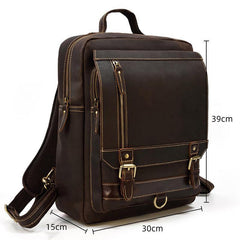 Casual Brown Mens Leather Large School Backpack Satchel Backpack Computer Backpack For Men - iwalletsmen