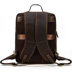 Casual Brown Mens Leather Large School Backpack Satchel Backpack Computer Backpack For Men - iwalletsmen