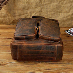 Casual Coffee Men's 15 inches Leather Laptop Backpack Computer Backpack School Backpacks For Men - iwalletsmen