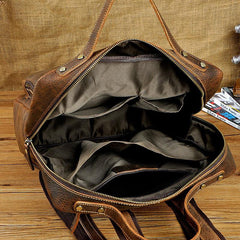Casual Coffee Men's 15 inches Leather Laptop Backpack Computer Backpack School Backpacks For Men - iwalletsmen