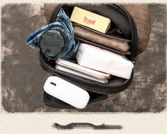 Casual Brown Sling Bag LEATHER MENS Sling Pack One Shoulder BackPack FOR MEN - iwalletsmen