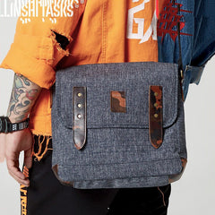 Casual Gray Oxford Cloth Mens Ancient Side Bag Messenger Bags Ancient Red Oxford Cloth Courier Bag for Men - iwalletsmen