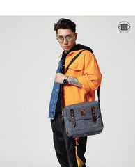Casual Gray Oxford Cloth Mens Ancient Side Bag Messenger Bags Ancient Red Oxford Cloth Courier Bag for Men - iwalletsmen