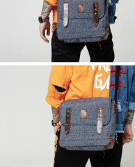 Casual Gray Oxford Cloth Mens Ancient Side Bag Messenger Bags Ancient Red Oxford Cloth Courier Bag for Men - iwalletsmen