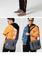 Casual Gray Oxford Cloth Mens Ancient Side Bag Messenger Bags Ancient Red Oxford Cloth Courier Bag for Men - iwalletsmen