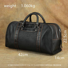 Casual Black Leather Men's 13 inches Overnight Bag Small Travel Bag Luggage Weekender Bag For Men - iwalletsmen