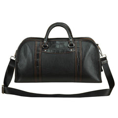 Casual Black Leather Men's 13 inches Overnight Bag Small Travel Bag Luggage Weekender Bag For Men - iwalletsmen