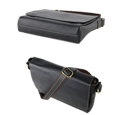 Cool Black Leather Mens 10 inches Courier Bags Coffee Brown Messenger Bags Postman Bag For Men - iwalletsmen