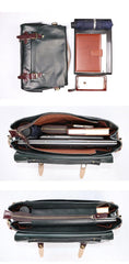 Vintage Dark Brown Leather Mens 14 inches Briefcase Black Work Briefcase Handbag For Men - iwalletsmen