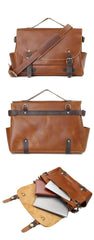 Vintage Dark Brown Leather Mens 14 inches Briefcase Black Work Briefcase Handbag For Men - iwalletsmen
