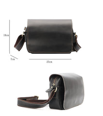 Cool Black Leather Mens Small Courier Bags Black Messenger Bags Brown Postman Bags For Men - iwalletsmen