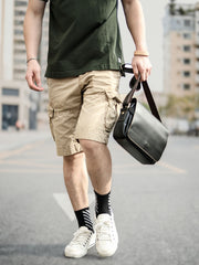 Cool Black Leather Mens Small Courier Bags Black Messenger Bags Brown Postman Bags For Men - iwalletsmen