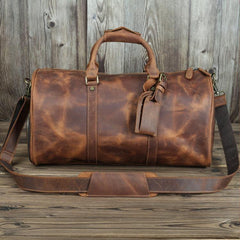 Casual Brown Leather Men's 15 inches Overnight Bag Travel Bag Luggage Weekender Bag For Men - iwalletsmen