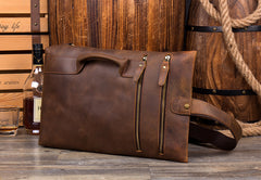 Casual Brown Leather Mens Large Sling Pack Sling Bag Chest Bag One Shoulder Backpacks for Men - iwalletsmen