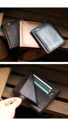 Casual Brown Leather Mens billfold Wallet Trifold SMall Wallet Black Front Pocket Wallet For Men - iwalletsmen
