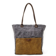 Casual Canvas Leather Black Ladies Mens Shopping Bag Tote Bag Shoulder Bag Tote Purse For Women - iwalletsmen
