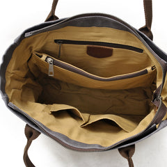 Casual Canvas Leather Black Ladies Mens Shopping Bag Tote Bag Shoulder Bag Tote Purse For Women - iwalletsmen