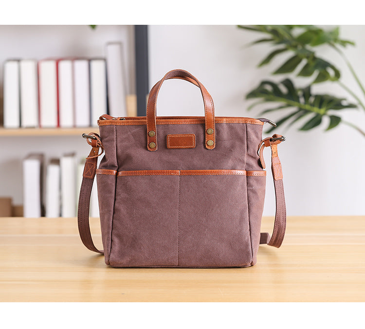 Casual Canvas Leather Mens Womens Large 13 Brown Handbag Tote Bag Beige Shoulder Bag Tote Purse for Men Gray