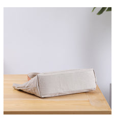 Casual Canvas Leather Mens Womens Large White Handbag Tote Bag Khaki Shoulder Bag Tote Purse For Men - iwalletsmen