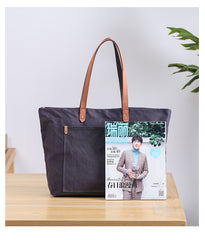 Casual Canvas Leather Mens Womens Large White Handbag Tote Bag Khaki Shoulder Bag Tote Purse For Men - iwalletsmen